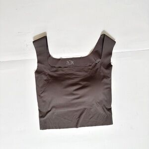 Brown/warm grey cropped ribbed tank top - unworn